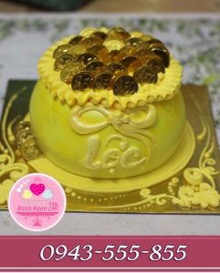 Bánh kem hũ tiền vàng phát tài phát lộc