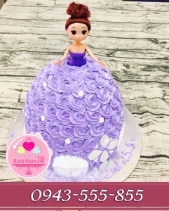 Bánh công chúa váy tím xoáy hoa
