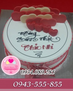 Bánh kem thắt nơ hồng trang trí fondant tông đỏ đẹp