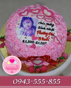 in ảnh lên bánh tặng bé gái tông hồng