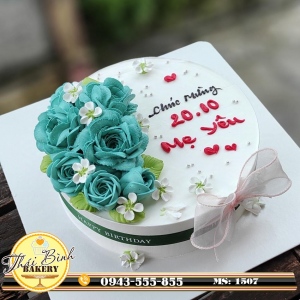 Bánh kem hoa hồng xanh mừng ngày 20_10