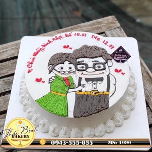 Bánh kem vẽ ông bà mừng sinh nhật bố-mẹ