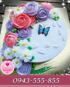 Bánh hoa hàn quốc trang trí hoa hồng hoa cúc hoa mai