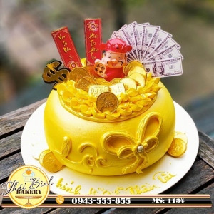Bánh kem hũ vàng ông thần tài xỉa quạt mừng ngày thần tài