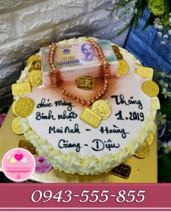 bánh kem đồng tiền 500k tặng sinh nhật đồng nghiệp tháng 1 năm 2019