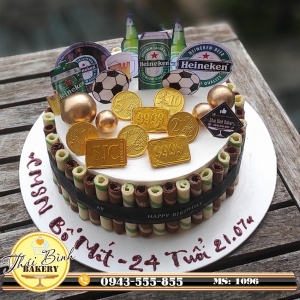 Bánh kem bia heineken đơn giản tặng bố Mít-24 tuổi