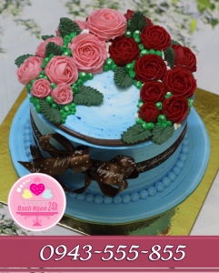 Bánh hoa hàn quốc tông đỏ hồng