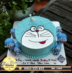 mẫu bánh kem vẽ mặt doremon