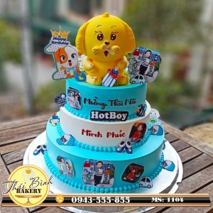 Bánh kem 3 tầng tạo hình chó 3D mừng thôi nôi con Minh Phúc