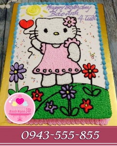 bánh vẽ kitty mừng sinh nhật bé gái 4 tuổi